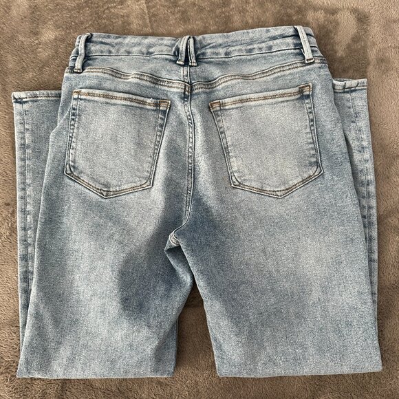 Good American Good Legs High Rise Straight Leg Jeans 12/31 Light Wash Button Fly - Picture 9 of 9